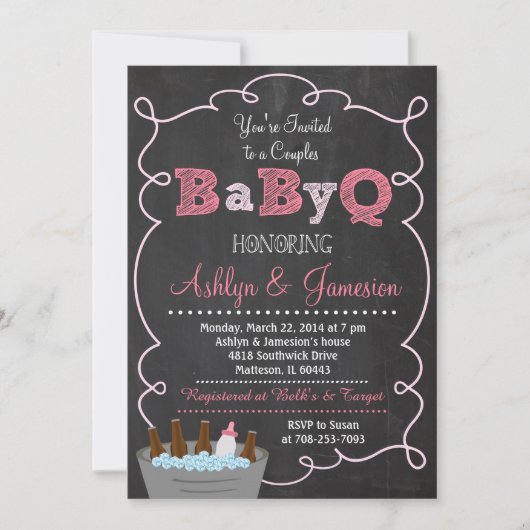 Invitation Baby shower BBQ BBQ pour couples (Devant)