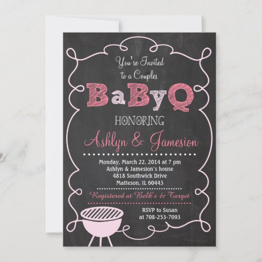 Invitation Baby shower BBQ BBQ pour couples (Devant)