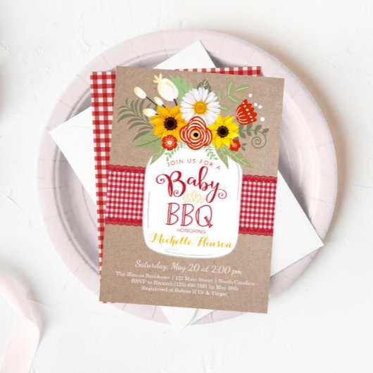 Invitation Baby shower BBQ bébé, Invitation BabyQ