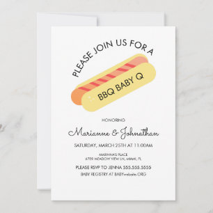 Invitation Baby shower BBQ bébé Q Jardin Grilling Hotdog