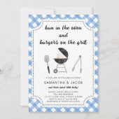 Invitation Baby shower BBQ bleu (Devant)