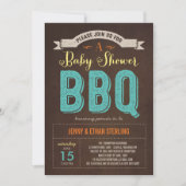 Invitation Baby shower BBQ - Bleu (Devant)