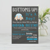 Invitation Baby shower BBQ (Bleu) (Debout devant)