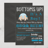 Invitation Baby shower BBQ (Bleu) (Devant / Derrière)