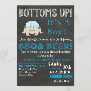 Invitation Baby shower BBQ (Bleu)