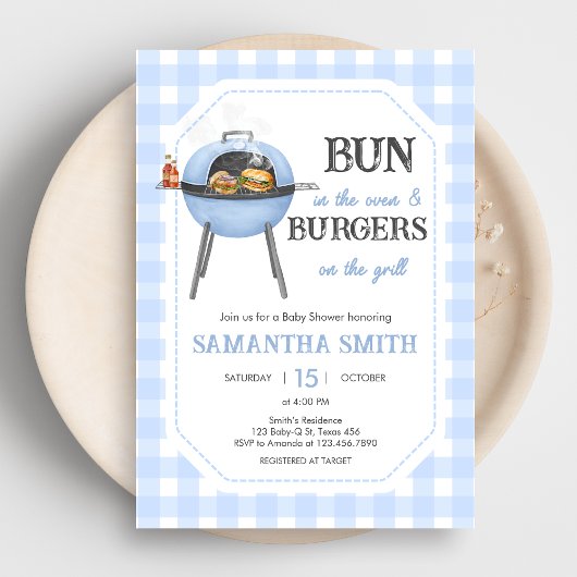 Invitation Baby Shower BBQ Burger Bleu