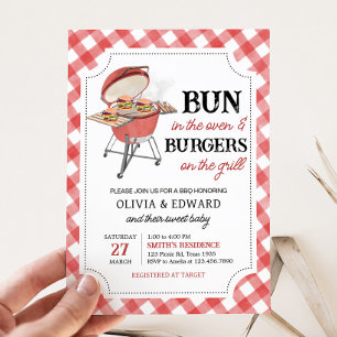 Invitation Baby shower BBQ Burger Rouge