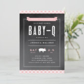 Invitation Baby Shower BBQ Co-ed Bébé Gingham (Debout devant)