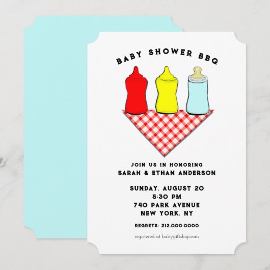 Invitation Baby Shower BBQ Créatif (Devant / Derrière)