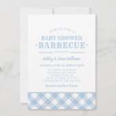 Invitation Baby Shower BBQ Gingham Bleu Pâle (Devant)