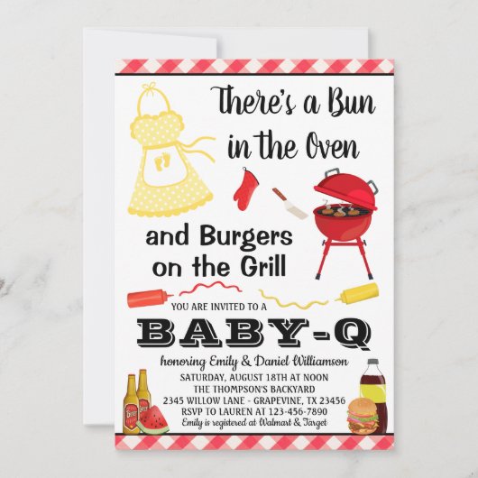 Invitation Baby Shower BBQ Mixte (Devant)