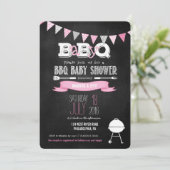 Invitation Baby shower BBQ Pink BabyQ (Debout devant)