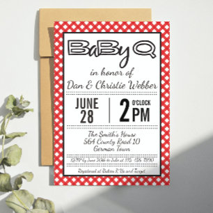 Invitation Baby shower BBQ Red BabyQ