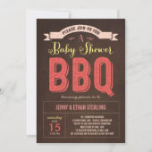 Invitation Baby shower BBQ - rose (Devant)
