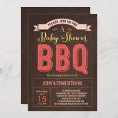 Invitation Baby shower BBQ - rose (Devant / Derrière)