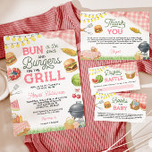 Invitation Baby shower BBQ Rose - Bun dans le four