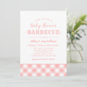 Invitation Baby shower BBQ Rose En vichy Plaid (Debout devant)