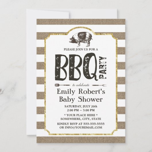 Invitation Baby shower BBQ Rustique Bracelet (Devant)