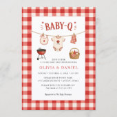 Invitation Baby Shower BBQ Rustique Gingham Rouge (Devant)