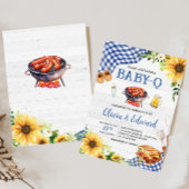 Invitation Baby shower BBQ Sunflower bleu