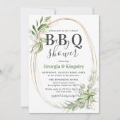 Invitation Baby-Shower BBQ Vert Botanique Or (Devant)