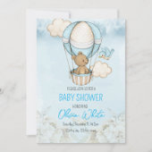Invitation Baby shower Bear Balloon, On Peut Attendre (Devant)