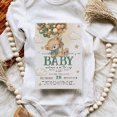 Invitation Baby shower Bear Green Balloons