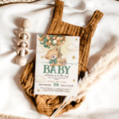 Invitation Baby shower Bear Green Balloons