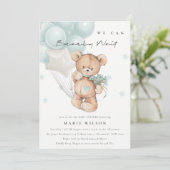 Invitation Baby shower Bearly Wait Bearly Bearly B (Debout devant)