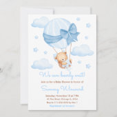 Invitation Baby shower Bearly Wait Blue Balloon Boy (Devant)