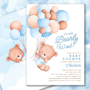 Invitation Baby shower Bearly Wait Boy