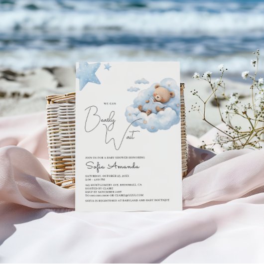 Invitation Baby shower Bearly Wait Cute Bear