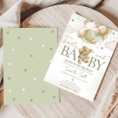 Invitation Baby shower Bearly Wait Green Balloon