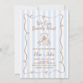 Invitation Baby shower Bearly Wait Hand Drake Blue Stripes (Devant)