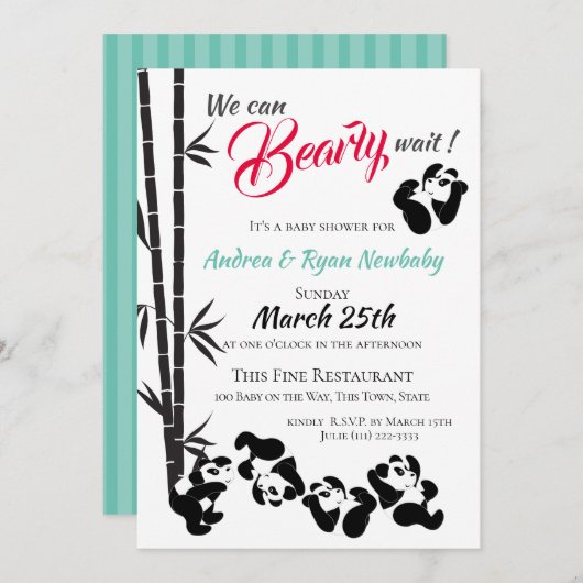 Invitation Baby shower Bearly Wait Panda (Devant / Derrière)