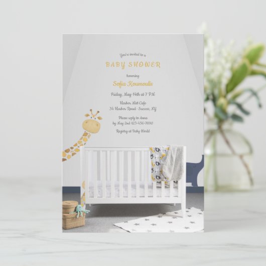 Invitation Baby shower bébé (Debout devant)