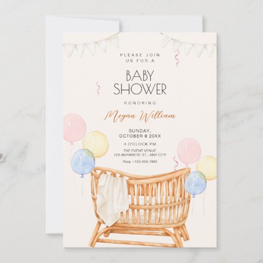 Invitation Baby shower bébé (Devant)