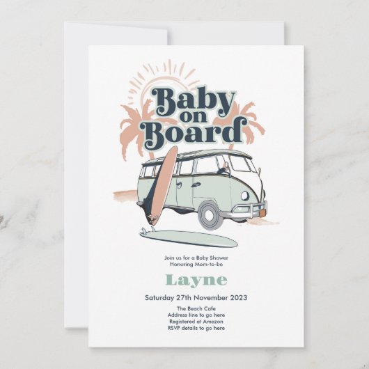 Invitation Baby shower bébé à bord (Devant)