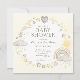 Invitation Baby Shower Bébé Arc-en-Ciel Aquarelle Bohème