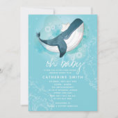 Invitation Baby shower bébé baleine garçon (Devant)