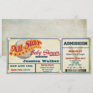 Invitation Baby Shower Bébé Baseball Rustique