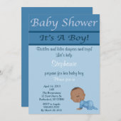 Invitation Baby shower Bébé Bleu (Devant / Derrière)