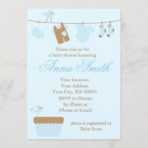 Invitation Baby shower Bébé bleu
