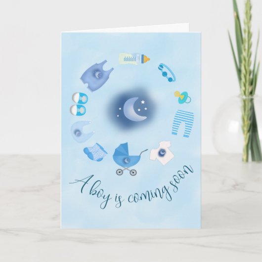 Invitation Baby shower Bébé bleu (Devant)