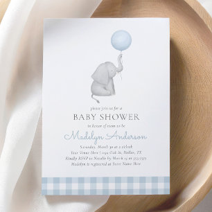 Invitation Baby shower bébé bleu éléphant