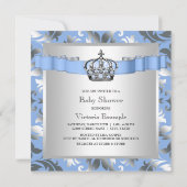 Invitation Baby shower Bébé bleu et argent Prince (Dos)