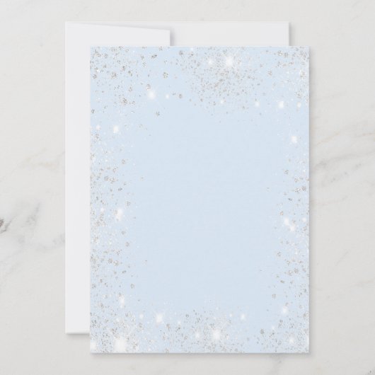 Invitation Baby shower bébé bleu garçon argent parties scinti (Dos)