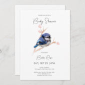 Invitation Baby shower Bébé Bleu Jay (Devant / Derrière)
