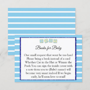 Invitation baby shower Bébé Bleu Livres Pour Baby Card