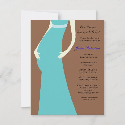 Invitation Baby shower, bébé BLUE BOY Baby Bump, (Devant)